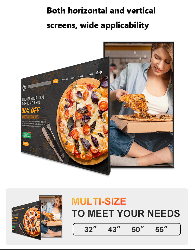 China Professional Wall Mounted Advertising Lcd Display 32 43 55 4K Digital Menu Display Boards Advertising Player In Door