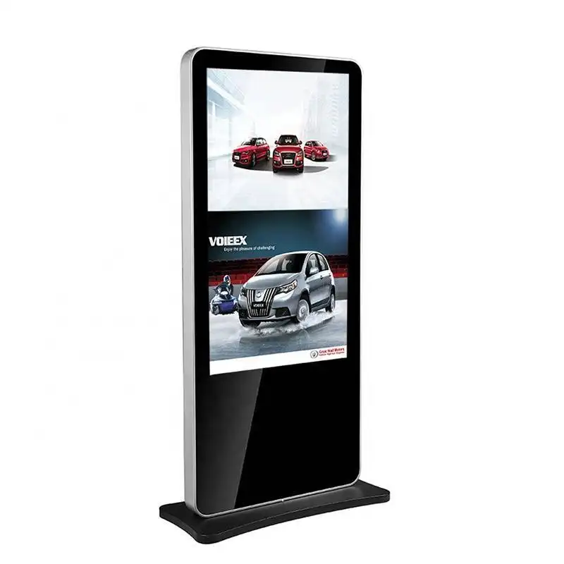 Nuevo diseño de reproductor de publicidad, soporte de suelo, pantalla Lcd para exteriores, señalización Digital TFT 4GB 4mm, vidrio templado AG, red Lan Android 1