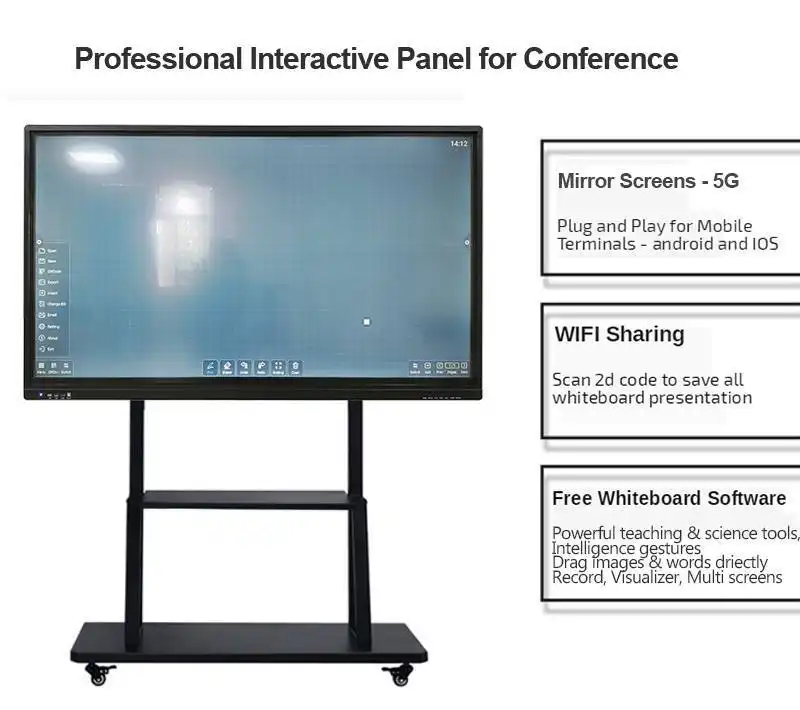 Newest Design Digital Sign Board 4K TV UHD Screen Panel Free ITA Touch Whiteboard Software Infrared Multi Touch Screen IR CN;GUA 1