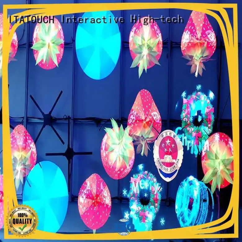 ITATOUCH Factory Price Display Advertising Screen Small Holographic Fan Outdoor 2500cd/m2 Air Visible 1024*1024 OEM 176 Degree1 1