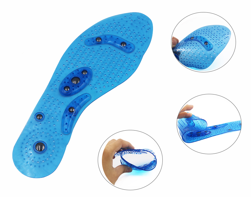 Pain relief foot massage insoles, gel magnetic acupuncture massage shoe insole for blood circulation 2