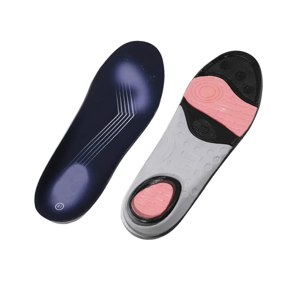 Foot massaging gel insoles Washable comfort breathable inserts for foot with heel pad 1