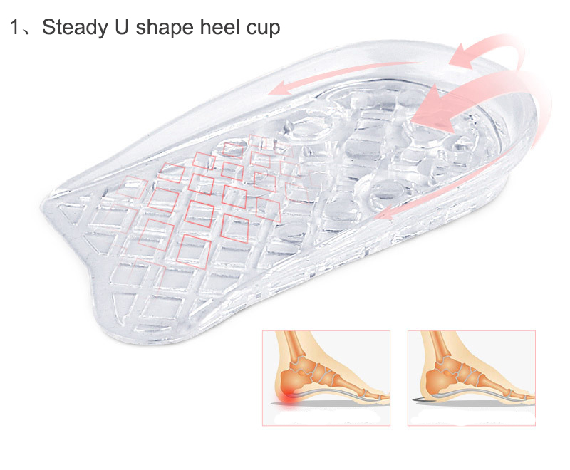 Height increase shoe insoles Five Layer Breathable Invisible silicone height elevator boosting 2