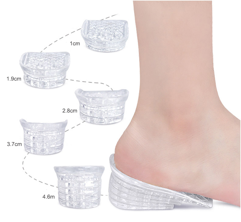 Height increase shoe insoles Five Layer Breathable Invisible silicone height elevator boosting 6