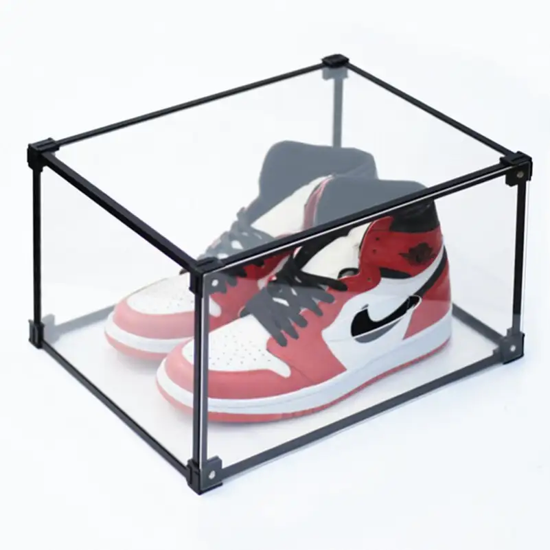 High Transparent Acrylic Shoe Storage Display Box Aluminum Alloy Assembled Shoe Box Display Cabinet 1