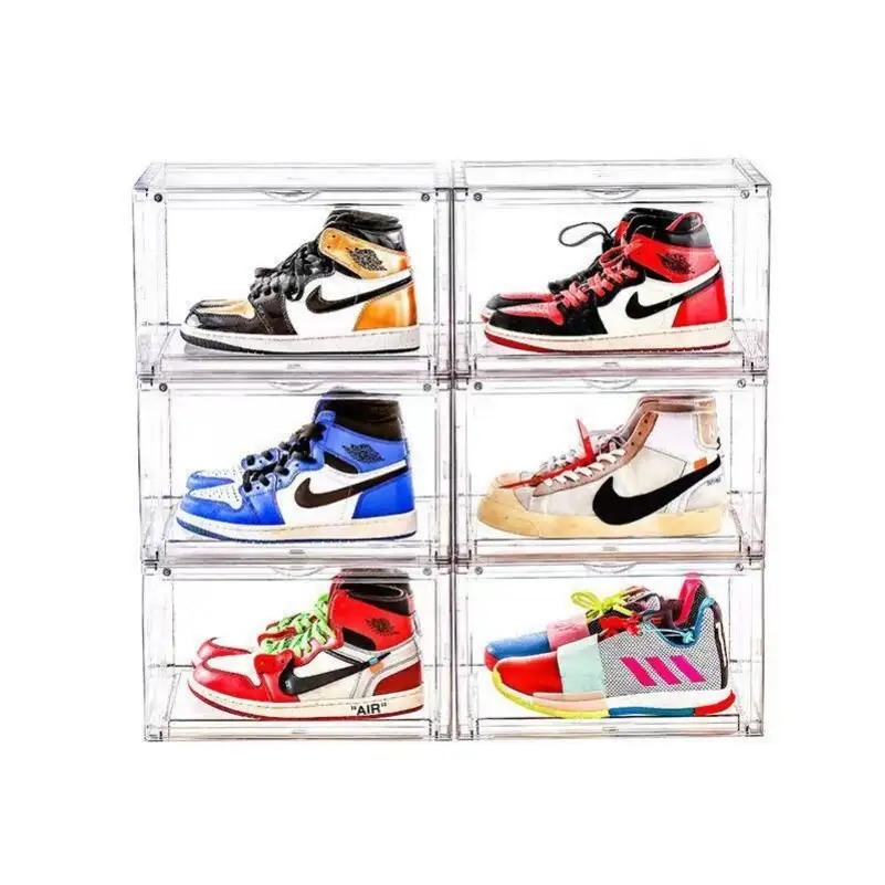 Wholesale Clear Plastic Drop Front Shoe Storage Box Transparent Shoe Organizer Display Box Case 1