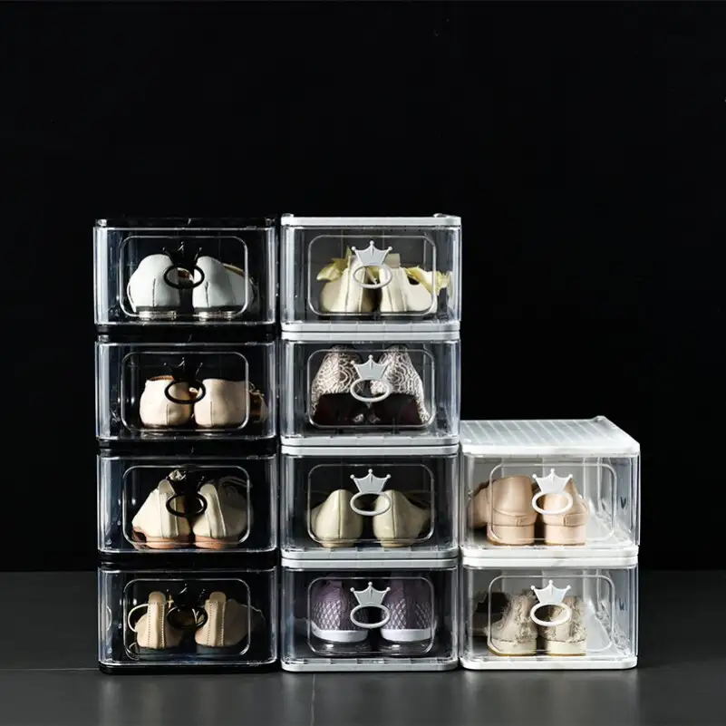 Wholesale Custom Production Acrylic Transparent Shoe Box Stackable Sneaker Box Storage 1