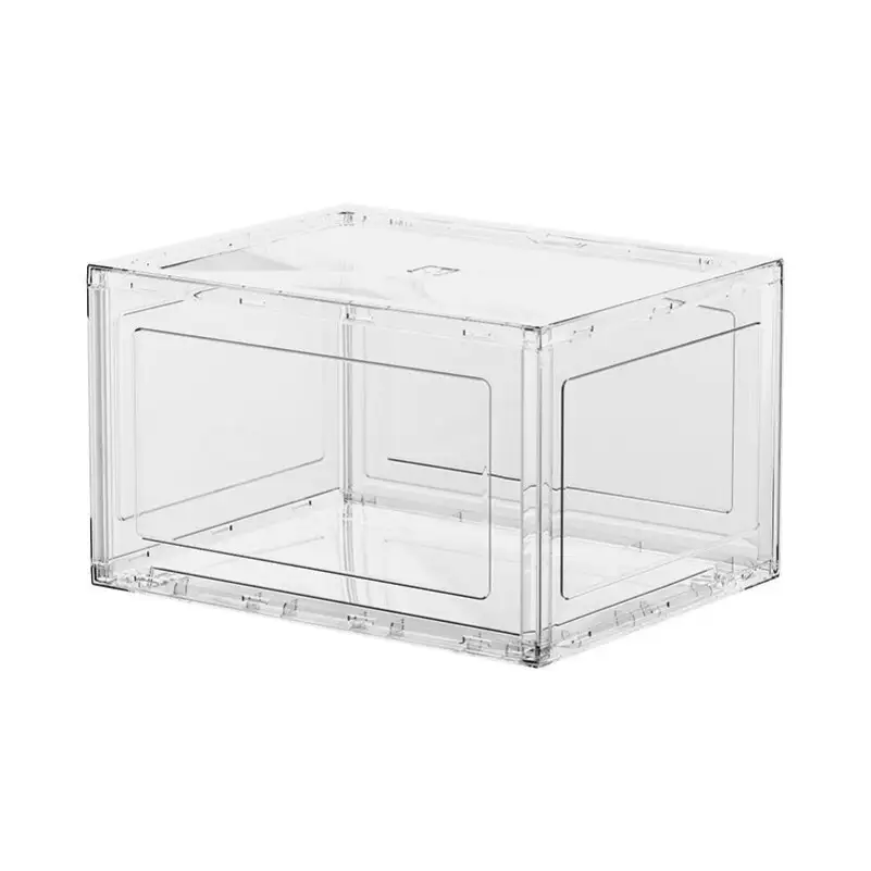 Wholesale Transparent Plastic Sneaker Stackable Shoe Storage Boxes Drop Front Acrylic Drawer Type Magnetic Clear Shoe Box1 1