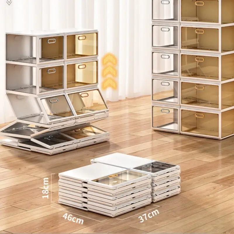 Transparent Basketball Shoes Collection Display Cabinet Foldable Shoe Storage Boxes with Lids 1