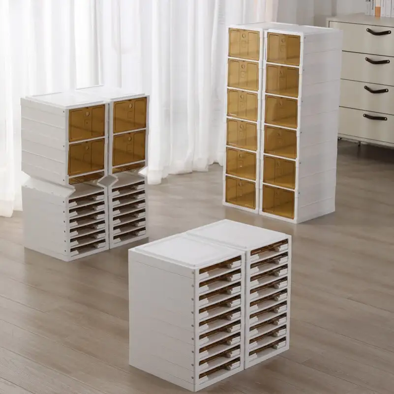 Shoe Box Shoe Storage Organizer Clear Plastic Stackable Foldable Shoe Storage Cabinet with Doors 1