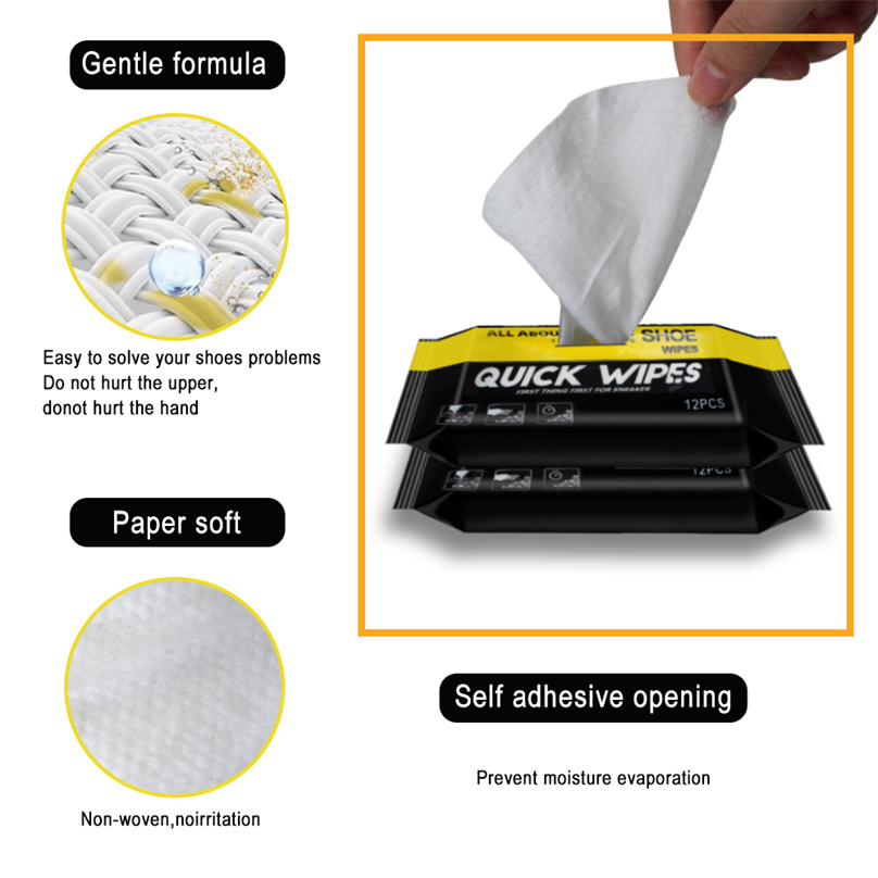 Custom Logo Shoe Shine Wipes Disposable Non-woven Sneaker Cleaner Wet Wipes 7