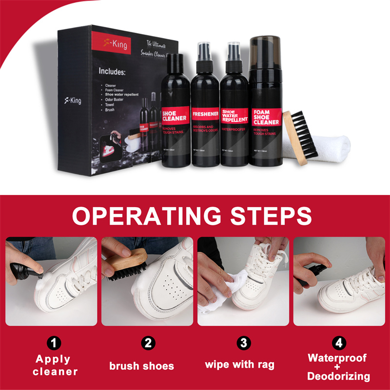 Factory Custom Eco Friendly Natural Premium shoe cleaning kit with brush sneaker cleaning 6