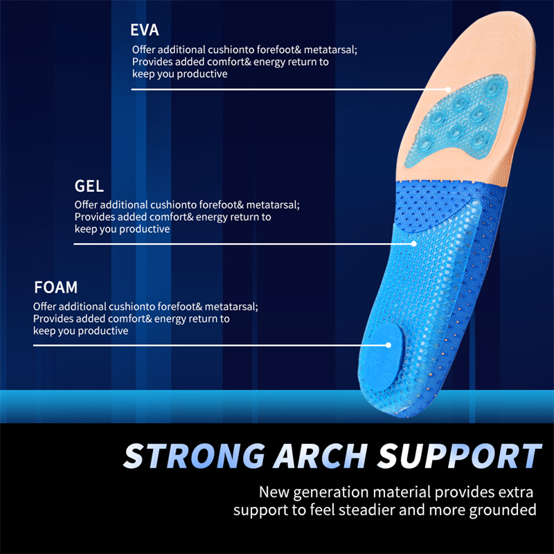 Relieve Foot Pain Arch Support Orthotic Breathable Shoe Pad Sport Comfort Heel Shock Absorbing Shoe Insoles 2