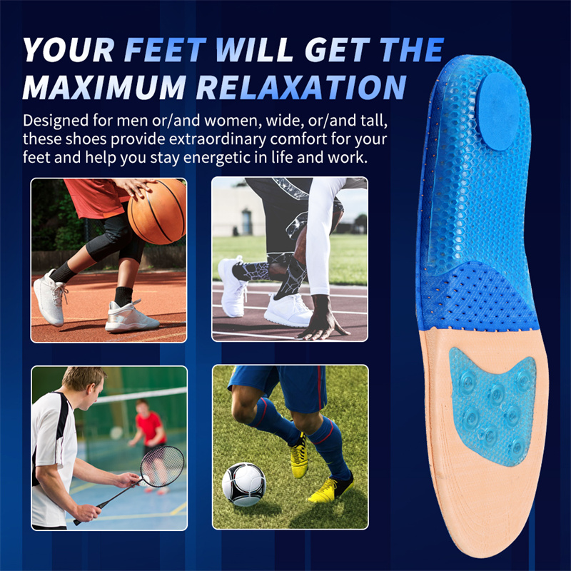 Relieve Foot Pain Arch Support Orthotic Breathable Shoe Pad Sport Comfort Heel Shock Absorbing Shoe Insoles 5
