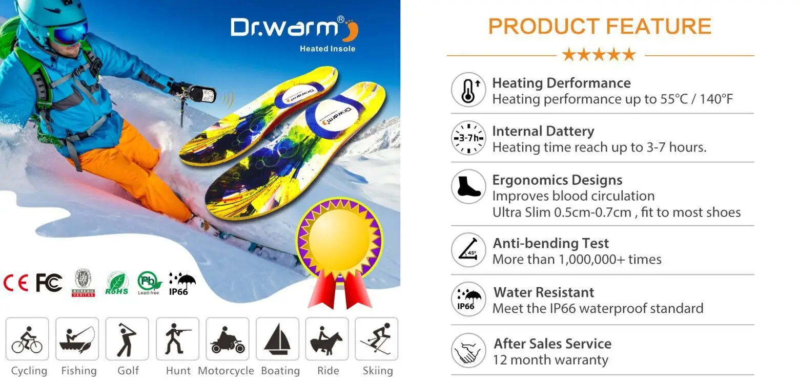 battery heated insoles heating controlled heated Warranty S-King 2
