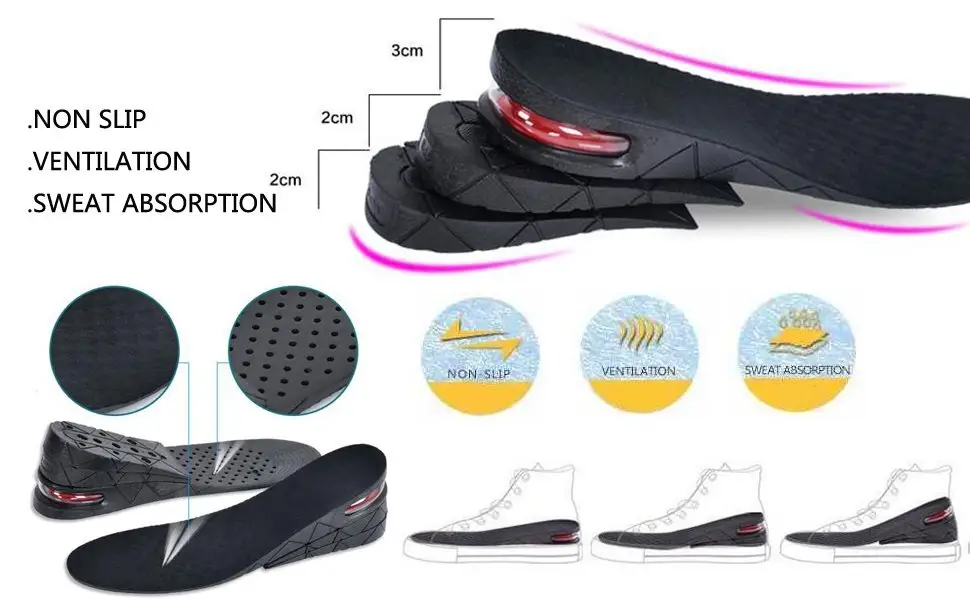 inserts heels increasing shoe height insoles S-King Brand 3