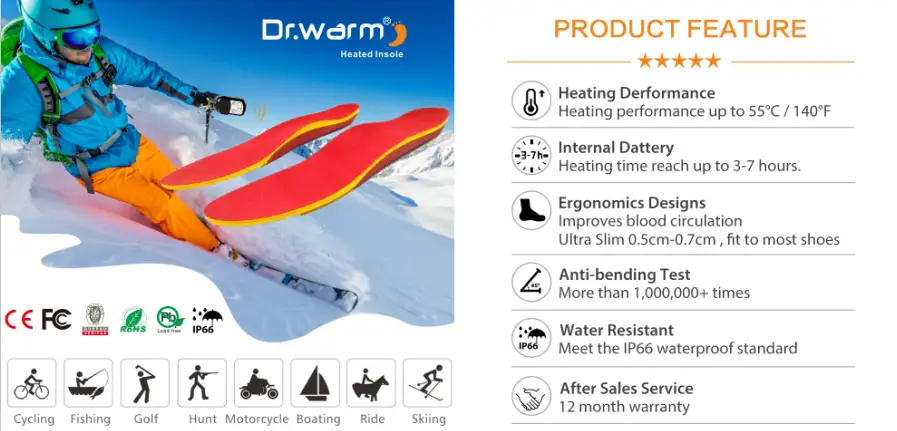 winter battery insole rechargeable battery heated insoles S-King Brand 2