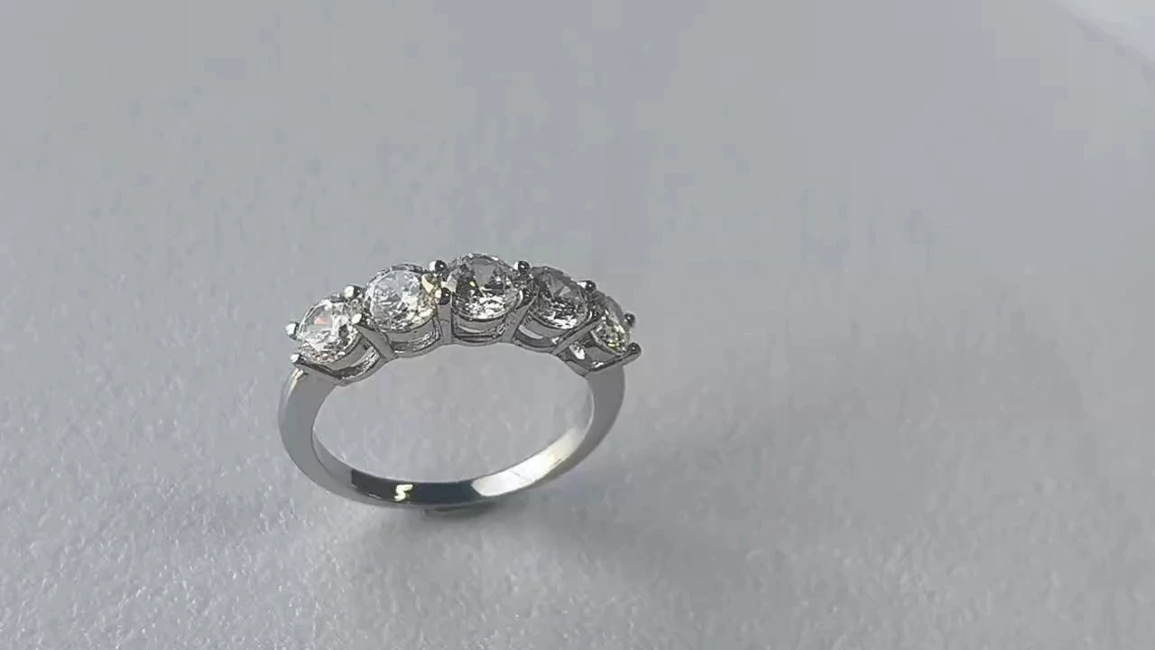 925 silver eternity ring set with round cz rhodium plated 1