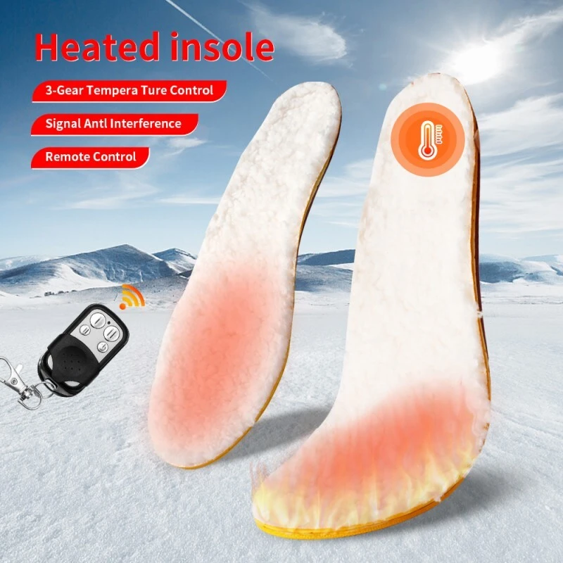 Winter Outdoor Rechargeable Heated Insoles With Battery Electricity Wool Heating Shoe Insoles 1