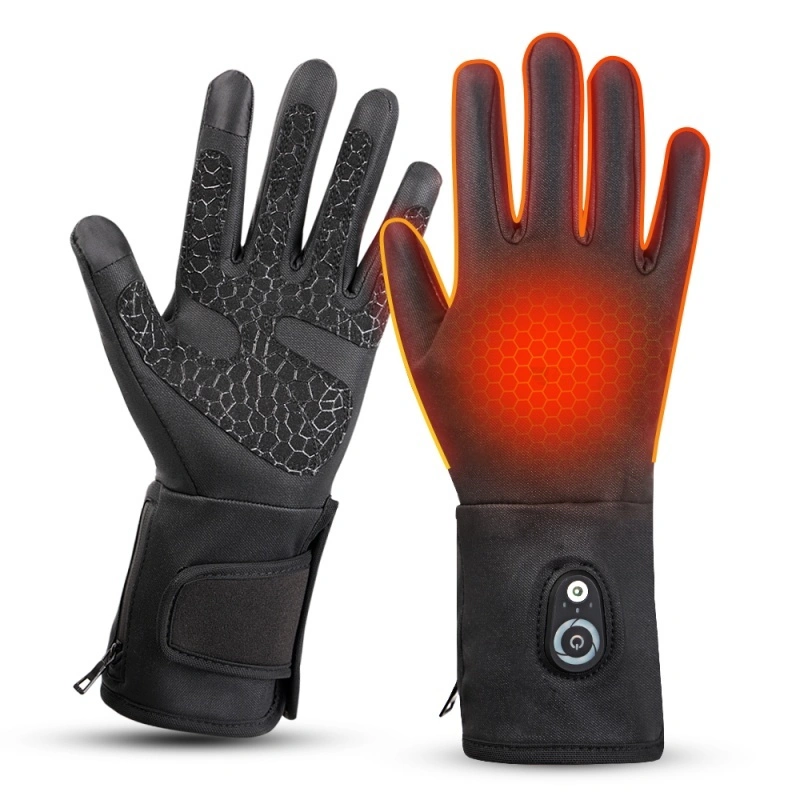 Thermal Winter Sports Leather Ski Gloves Motorcycle Gloves Waterproof Winter Battery Heated Gloves 1