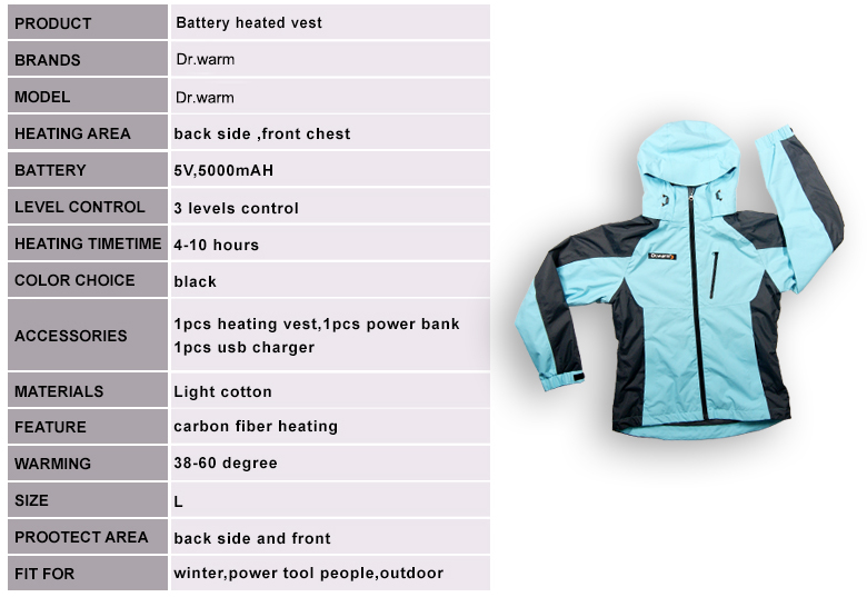 Dr. Warm universal heated vests and jackets mens for indoor use 3