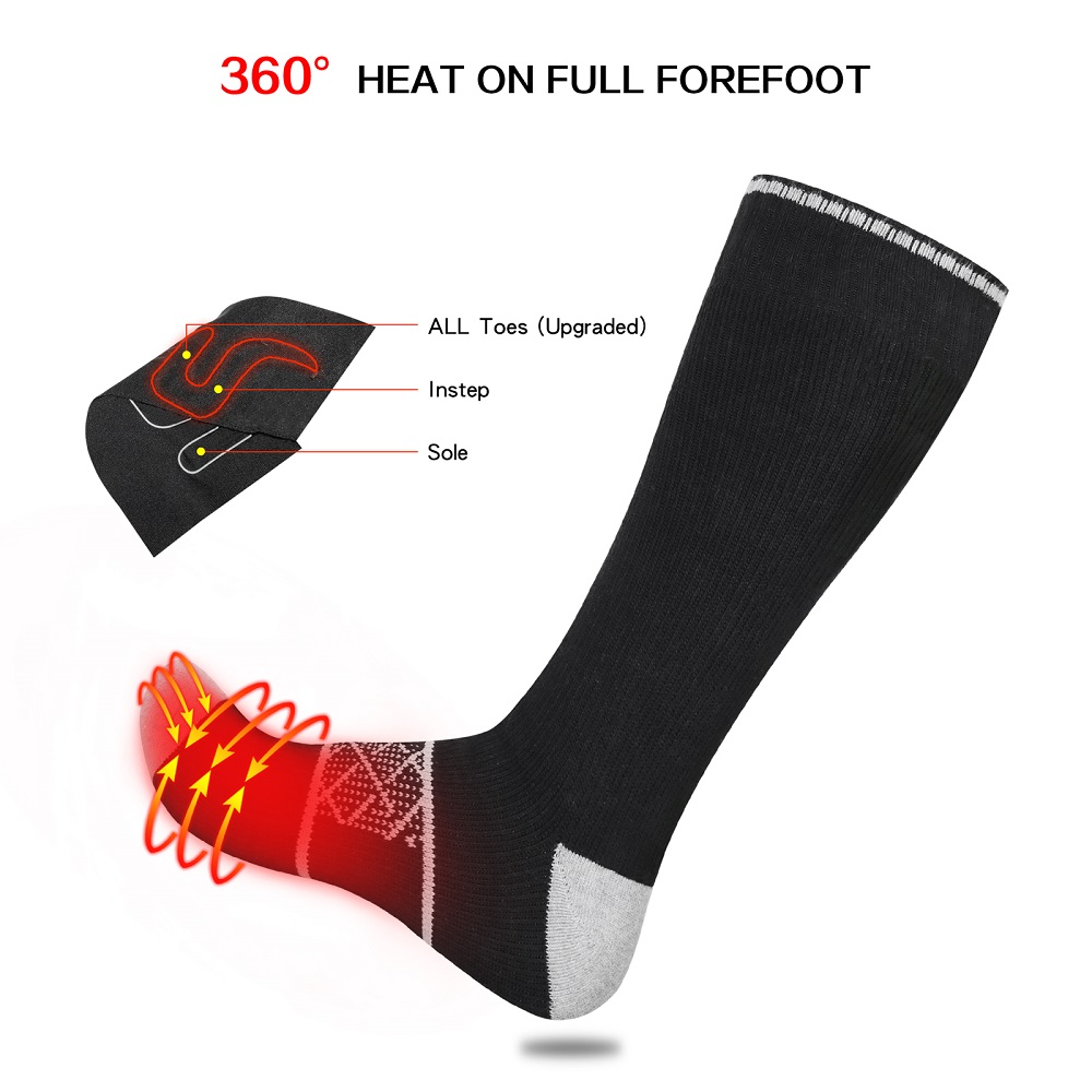 heated rechargeable heated socks soft with prined pattern for ice house 2