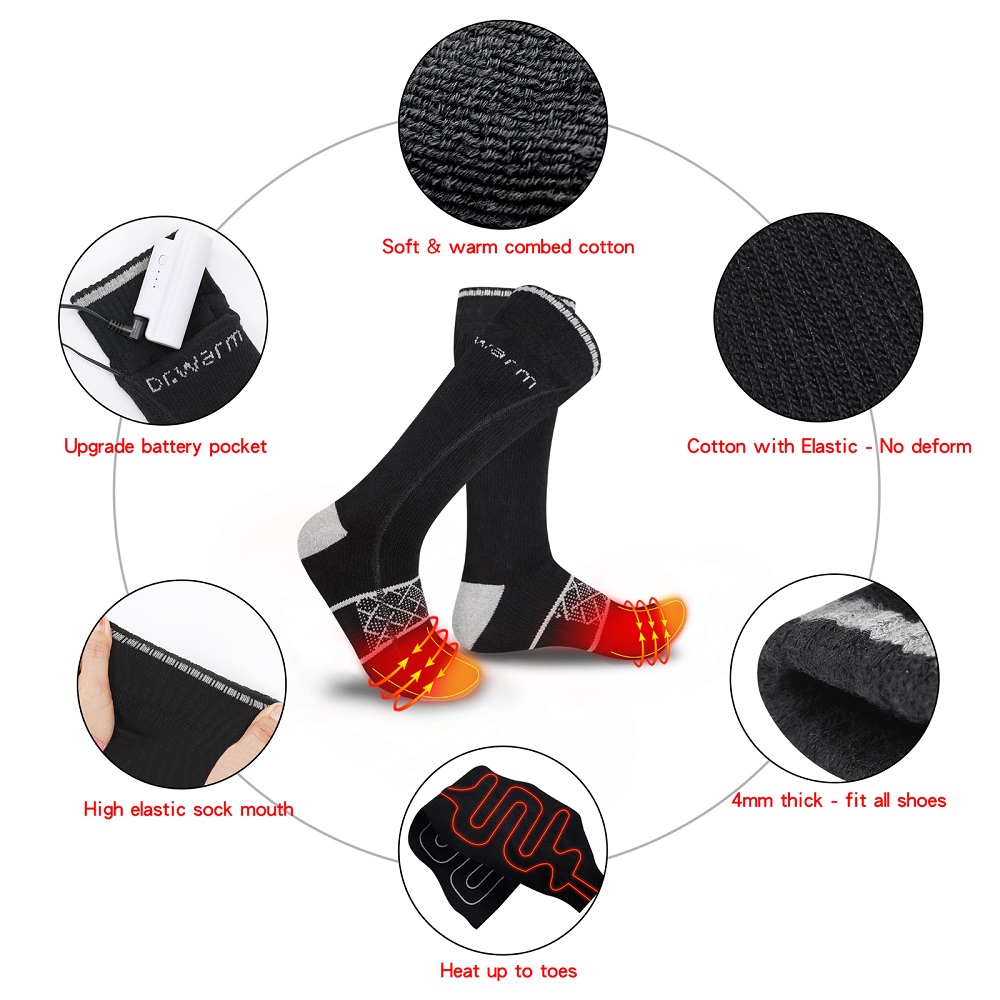 heated rechargeable heated socks soft with prined pattern for ice house 5