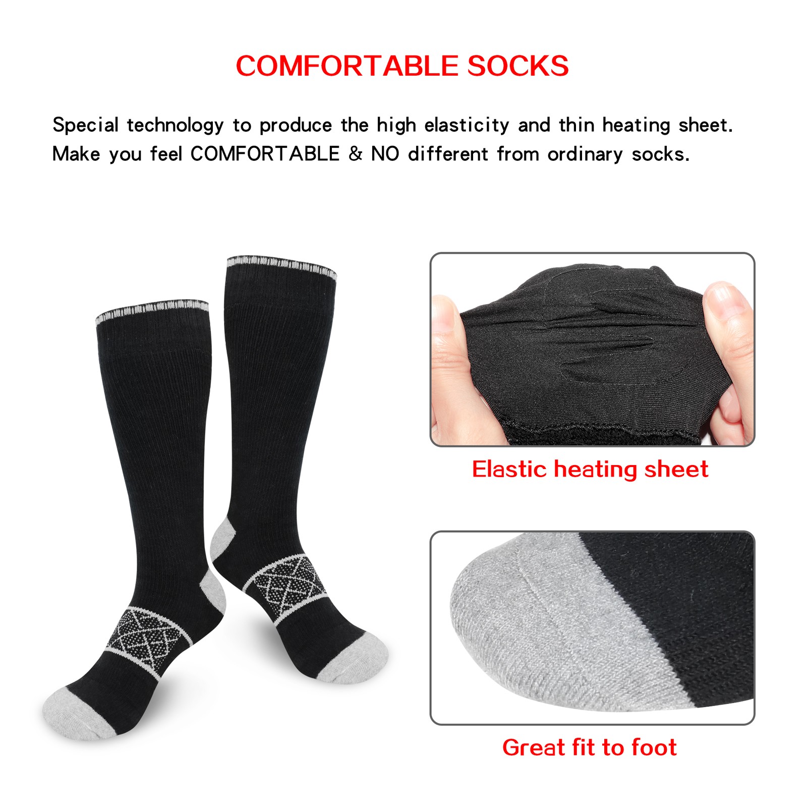 heated rechargeable heated socks soft with prined pattern for ice house 6