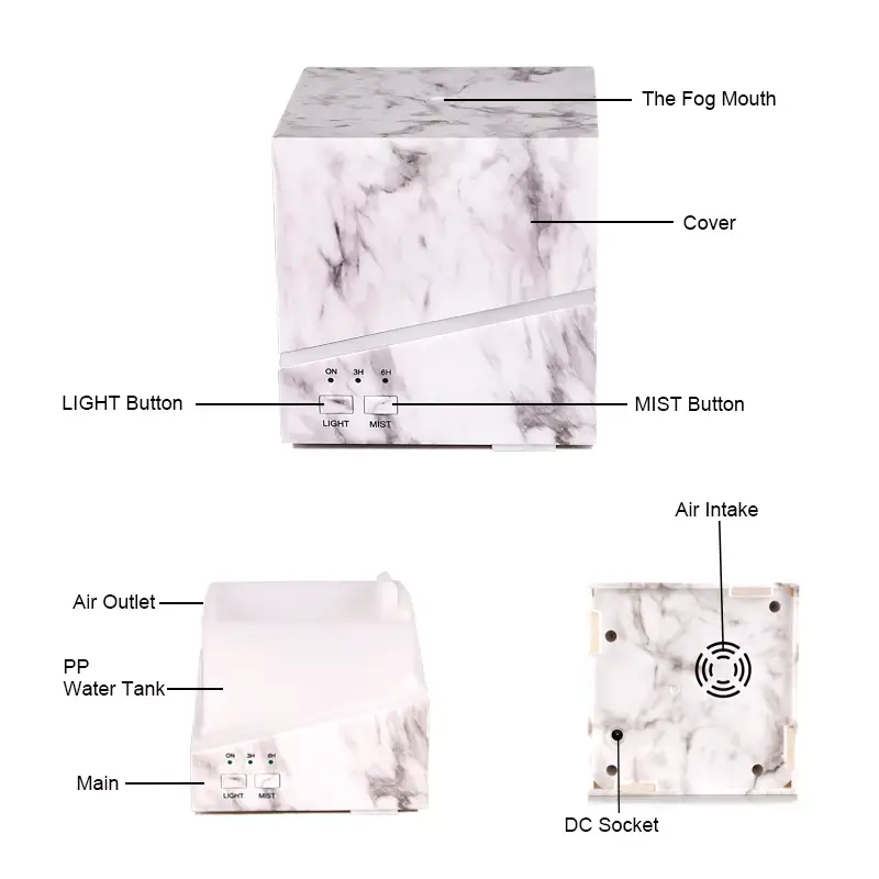 Puraeo Marbled Square Aroma Humidifier Aromatherapy Diffusers 1