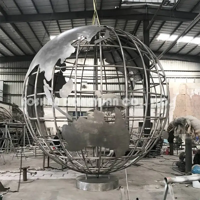 Large Brushed World Map Globe 1