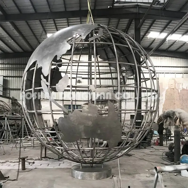 DONGYUAN Large Brushed World Map Globe Metal Sculpture (of Stainless Steel/Iron/Metal Alloy) image50