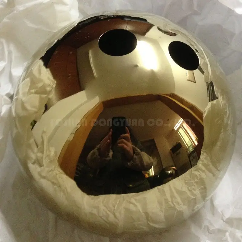 200mm Gold Plated Mirror Stainless Steel Hemisphere with Two Holes 3