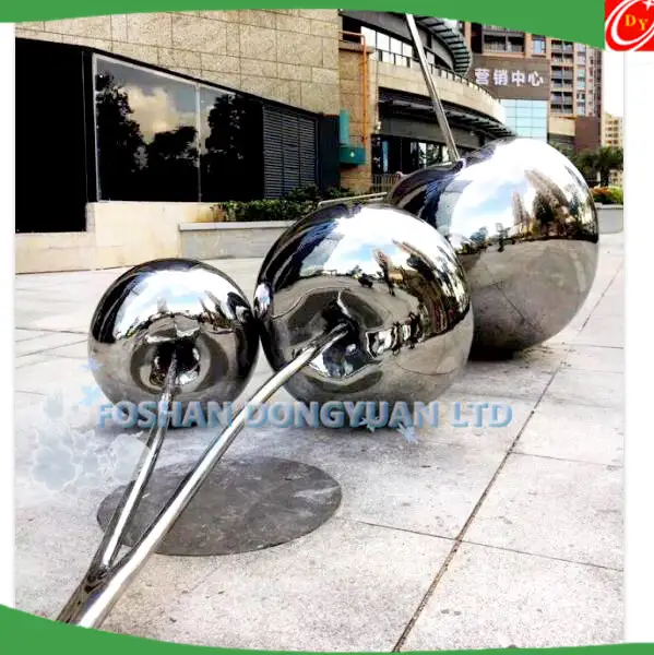 Mirror Polish Stainless Steel Cherry Sculpture for Garden Decoration 1