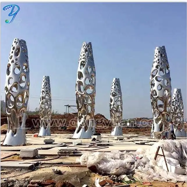 12Meters Large Stainless Steel Abstract Fish Square Sculpture For Landmark 1