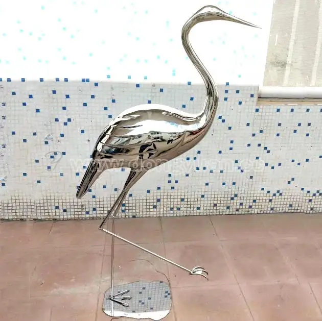 Small Cast Metal Bird, Stainless Steel Flamingo Sculpture for Construction Decoration 1