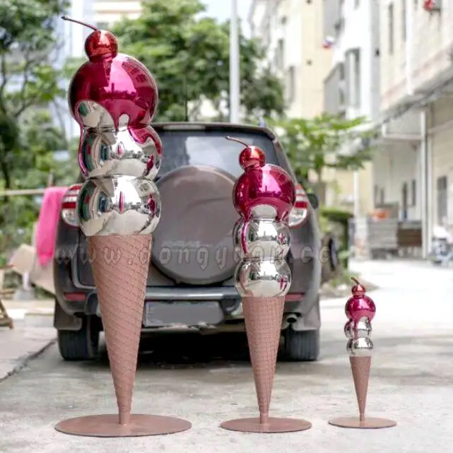 Stainless steel ICE CREAM Melting Paint Sculpture forGarden Decoration 1