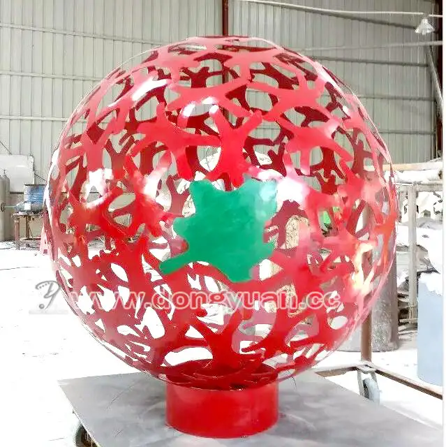 High-End Stainless Steel Hollow Ball Sculpture/ Metal Hollow -Out Sphere 1