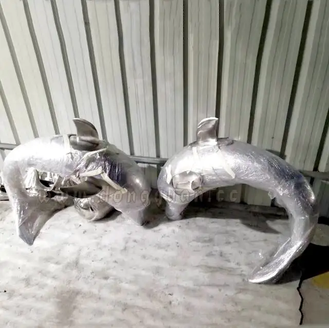 Stainless Steel Fish DolphinGarden Sculpture,Metal Animal Decoration Sculpture 1