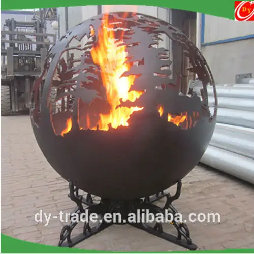 Art sculpture carbon steel fire pits ,steel sphere fire pits for outdoor decoration 1