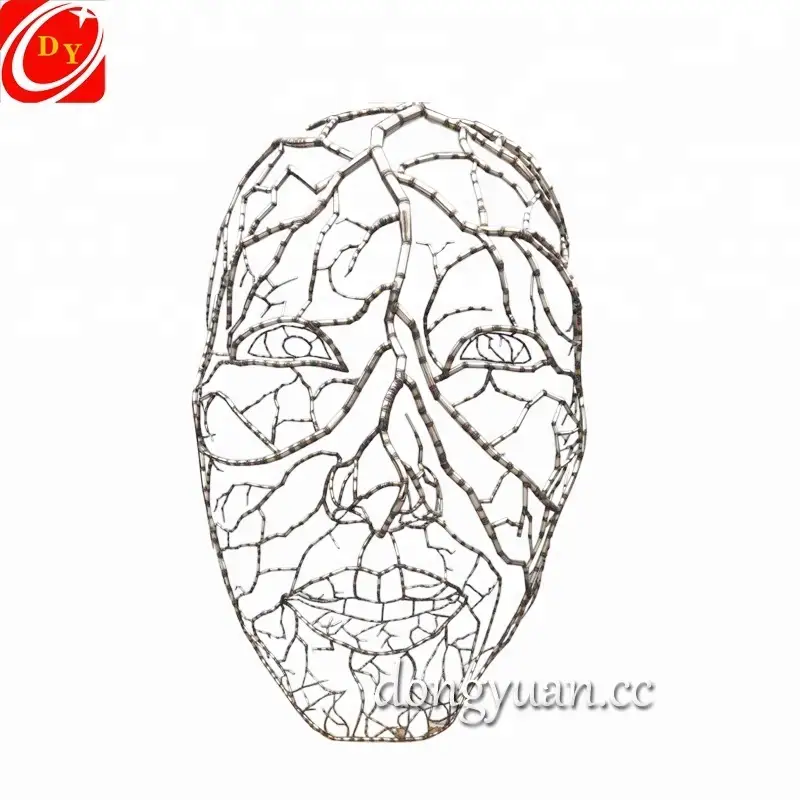 Large Abstract Garden Metal Tree Sculpture, Face Mask Sculpture for Sale 1
