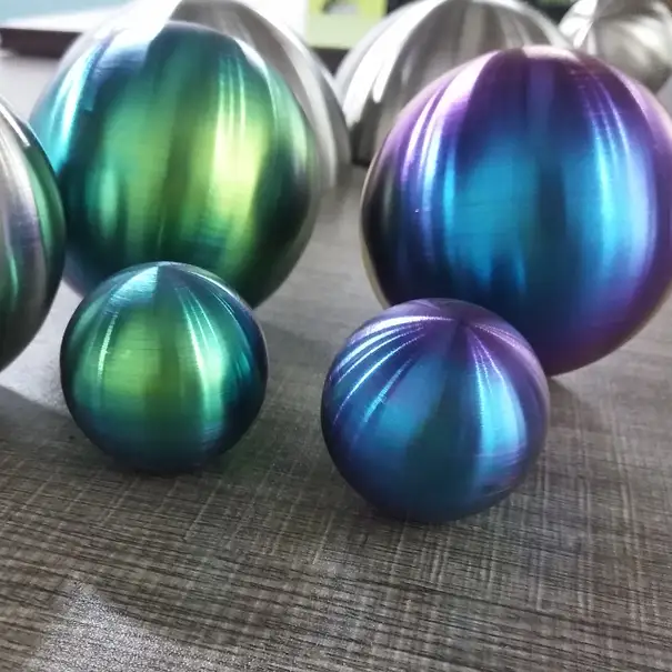 80MM Brushed Stainless Steel Hollow Ball Sphere Rainbow Color 1