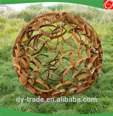 700mm iron hollow sphere sculpture garden ball, painted landscape iron sculpture 1