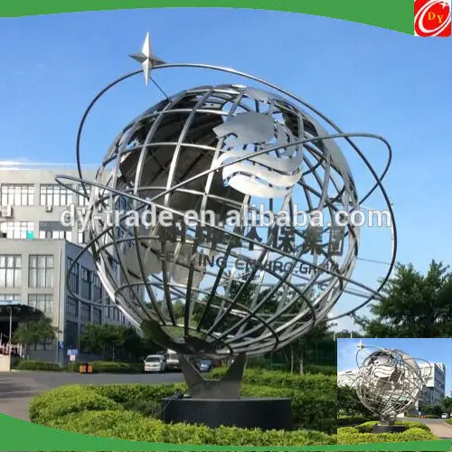Rotating world map stainless steel sphere sculpture decoration hollow-carved sphere 1