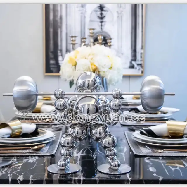 Stainless Steel Wall Art Sculpture, Metal Table Crafts Hotel Decoration 1