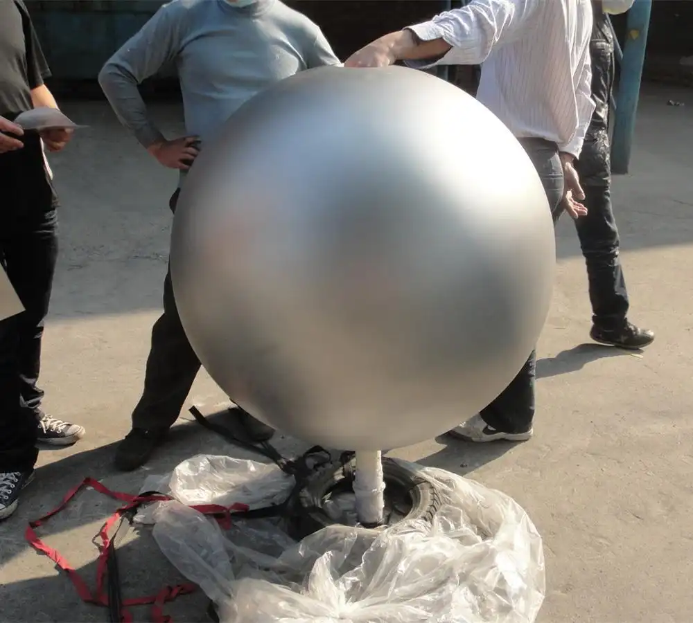 sandblast stainless steel ball water feature 1