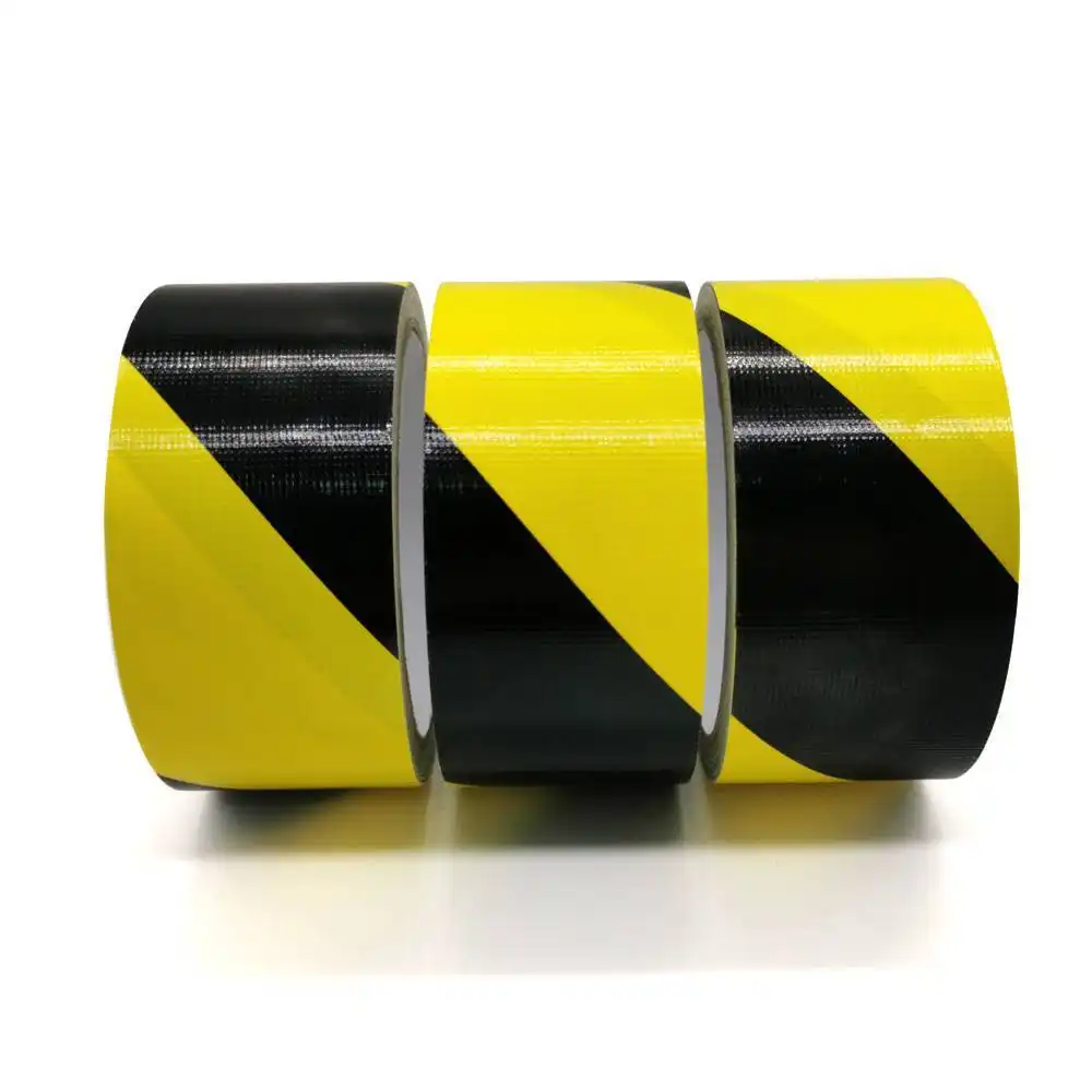 Hazard black yellow coloured warning barrier tape self adhesive road floor marking caution tape 1