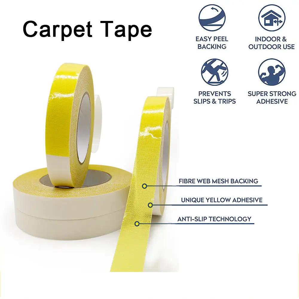 Anti slip rug tape heavy duty carpet tape for hardwood floors and area rugs 1