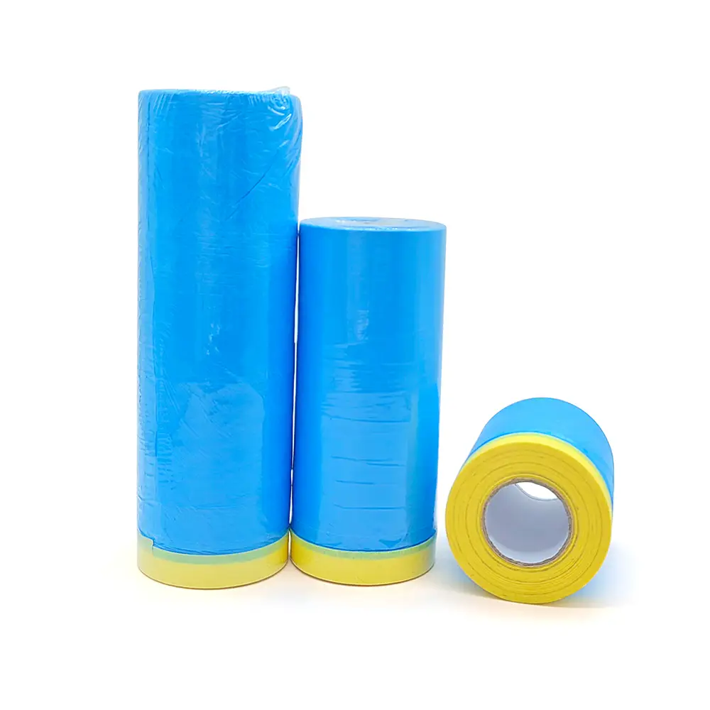 Protective Pe Paper Taped 14 Days UV Blue Pre Tape Masking Film for Car Painting 1