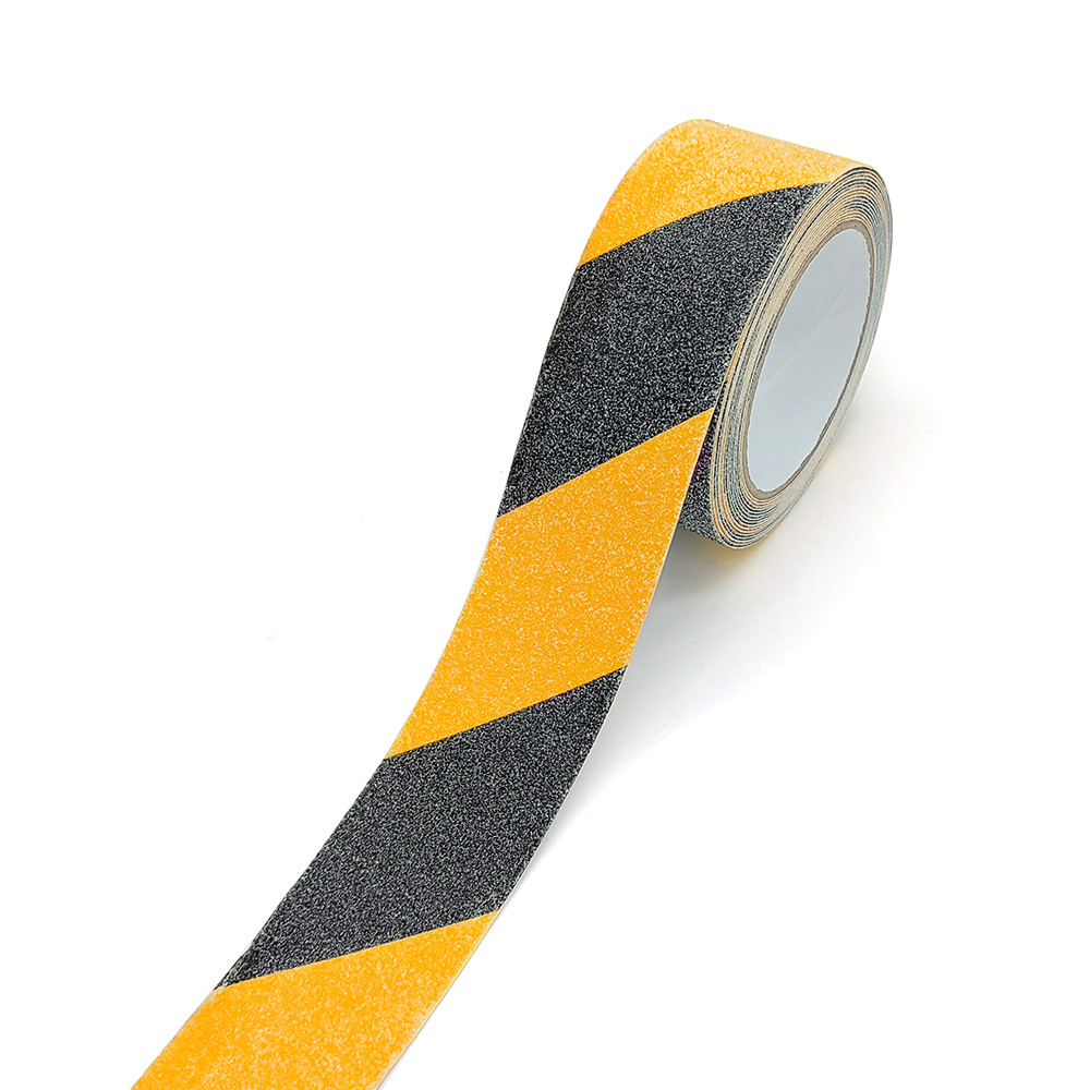 Black & Yellow Caution Non Skid Tape Roll for Stair Steps Ramp Traction Tread Staircases Grips Adhesive Non Slip Strips Walk 3