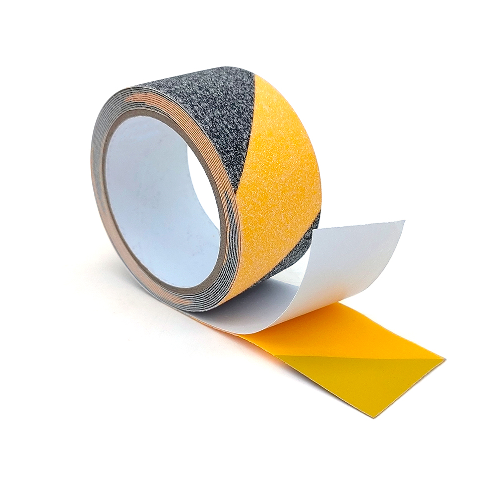 Black & Yellow Caution Non Skid Tape Roll for Stair Steps Ramp Traction Tread Staircases Grips Adhesive Non Slip Strips Walk 4